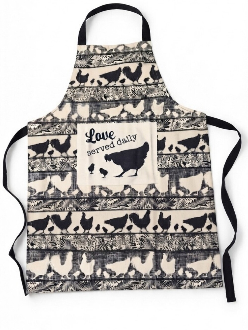 Virah Bella "Love Served Daily" Chicken Print Apron NWT